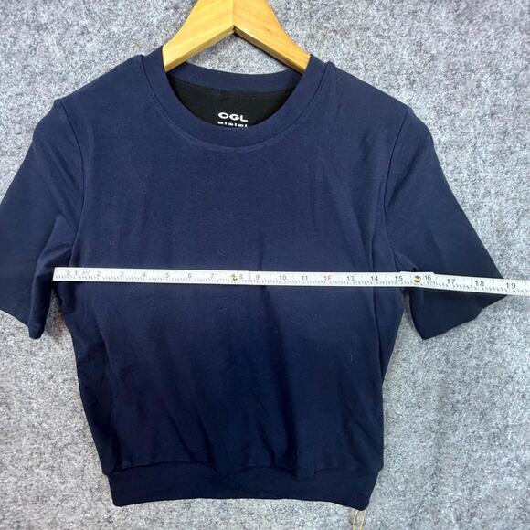 OGL Move Brami Top Womens Small Smoky Navy Lyocell Wool Banded Hem Built in Bra - Picture 3 of 7